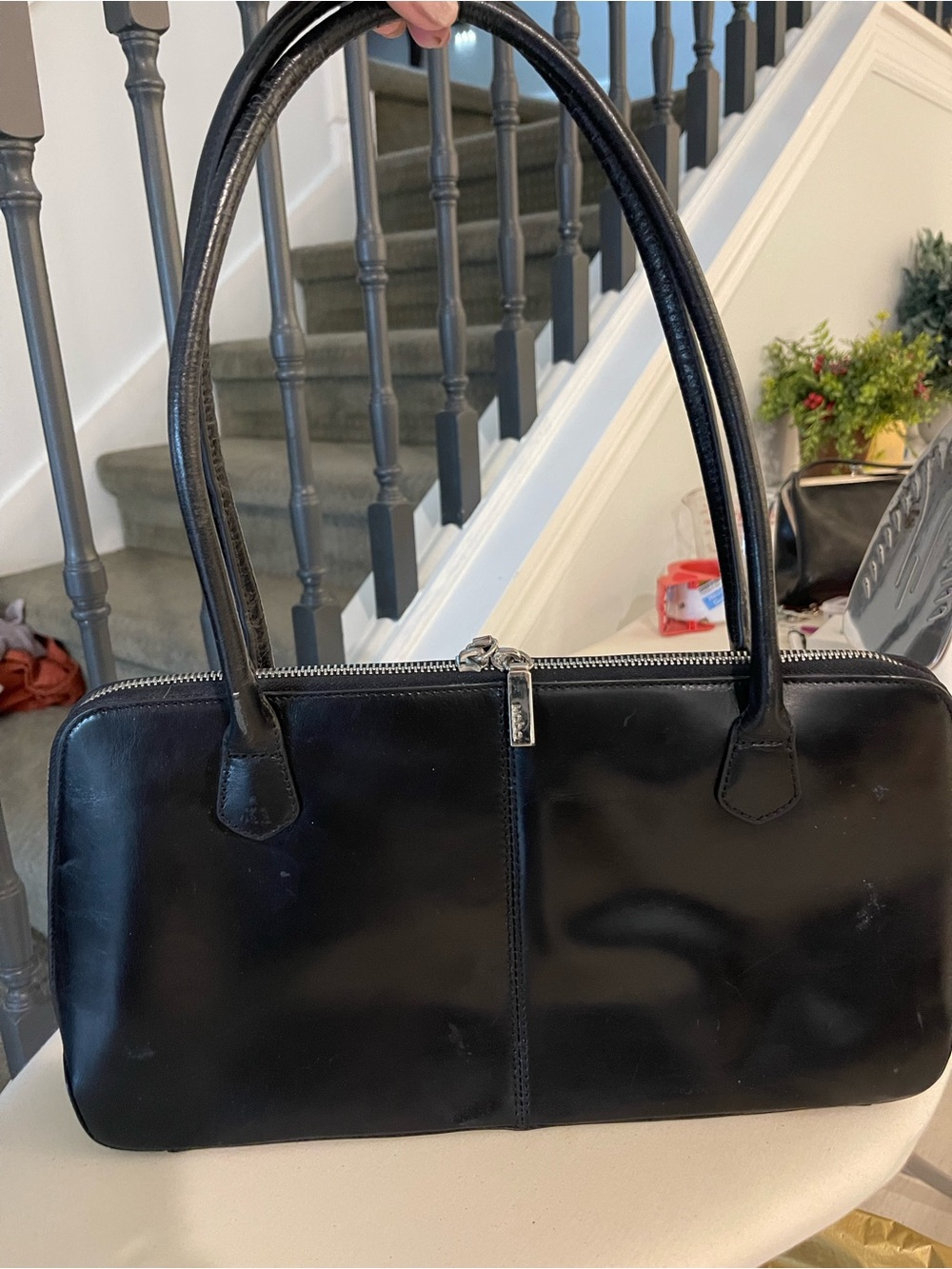Vintage HOBO Black Leather Double-Handle bag (never used) - Picture 2 of 15